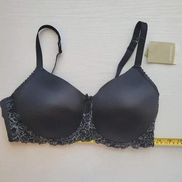 Amoena 38D Arielle SB 44557 Mastectomy Pocker Bra Black White Soft No Underwire - Picture 2 of 14